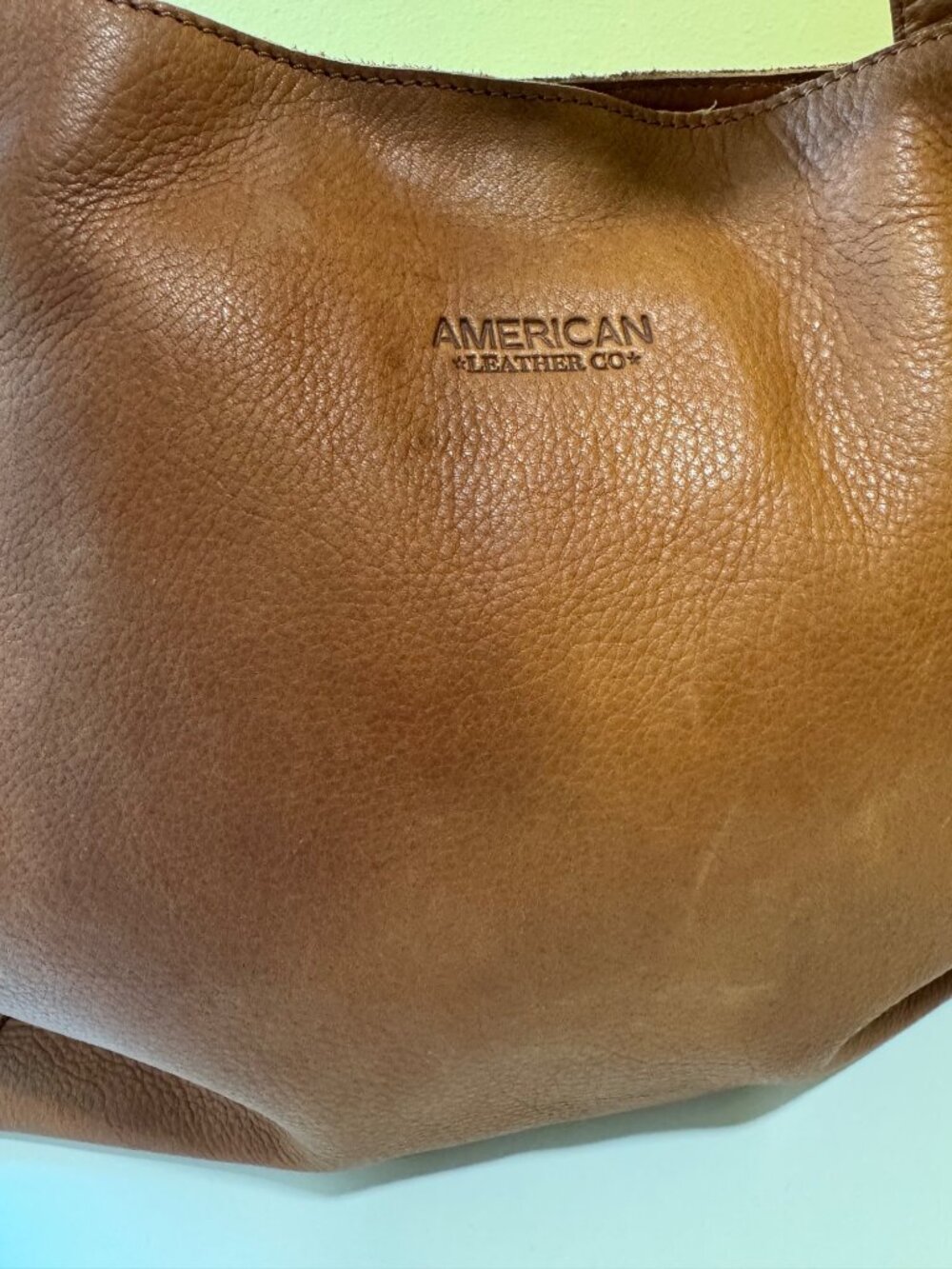 American Leather Co. Liberty Shopper Tote Bag Cognac Brown Genuine Leather - Picture 7 of 16